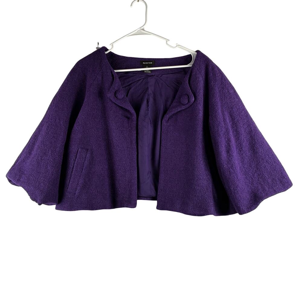 Vintage Spense Wool Blend Cropped Cardigan Jacket Women's Large Dark Purple Goth